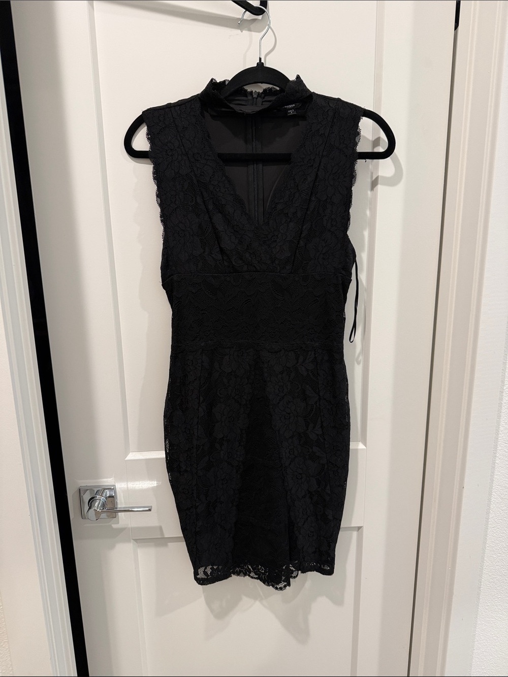 Guess Black Lace Sleeveless V-Neck Mini Dress